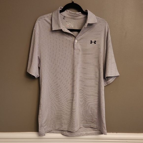 Under Armour Black and White Polo Shirt Performance Design - Picture 1 of 8